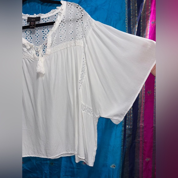Rain White Eyelet Boho Peasant Top women’s size 3X - Picture 7 of 15